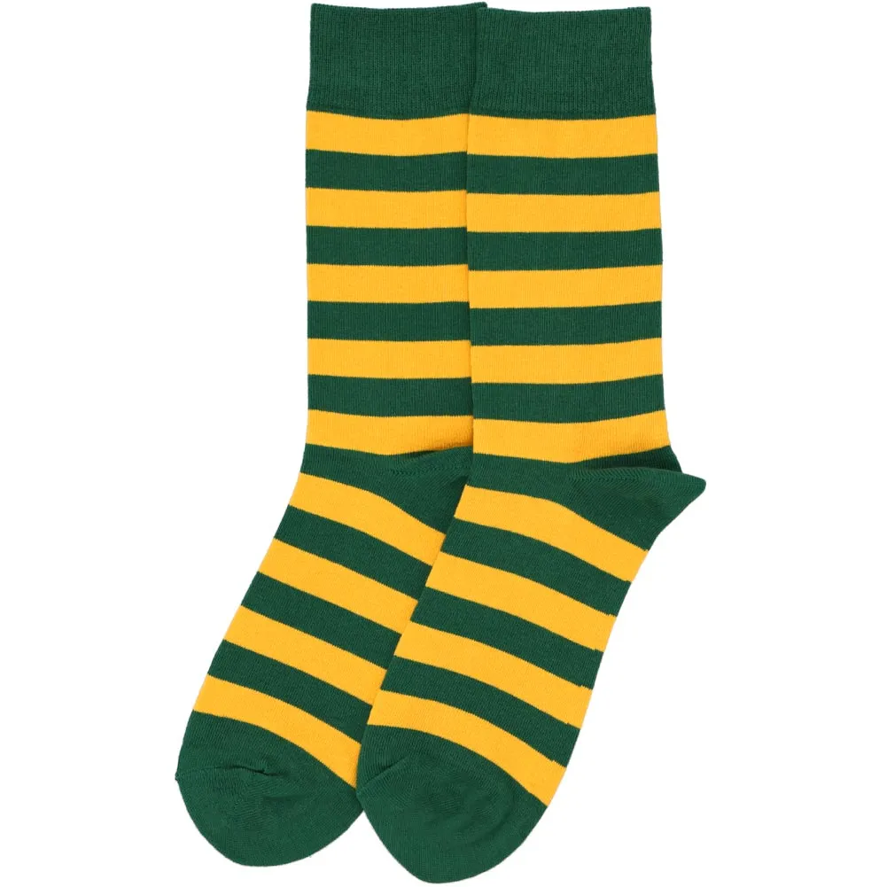 Men's Hunter Green and Golden Yellow Striped Socks sold by TieMart product image thumbnail 3