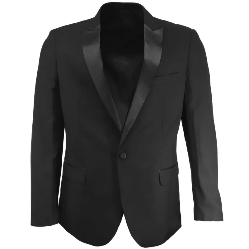 Black Premium Peak Lapel Dinner Jacket sold by TieMart