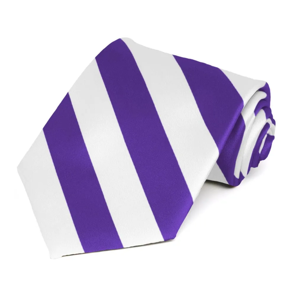 Purple and White Striped Tie sold by TieMart