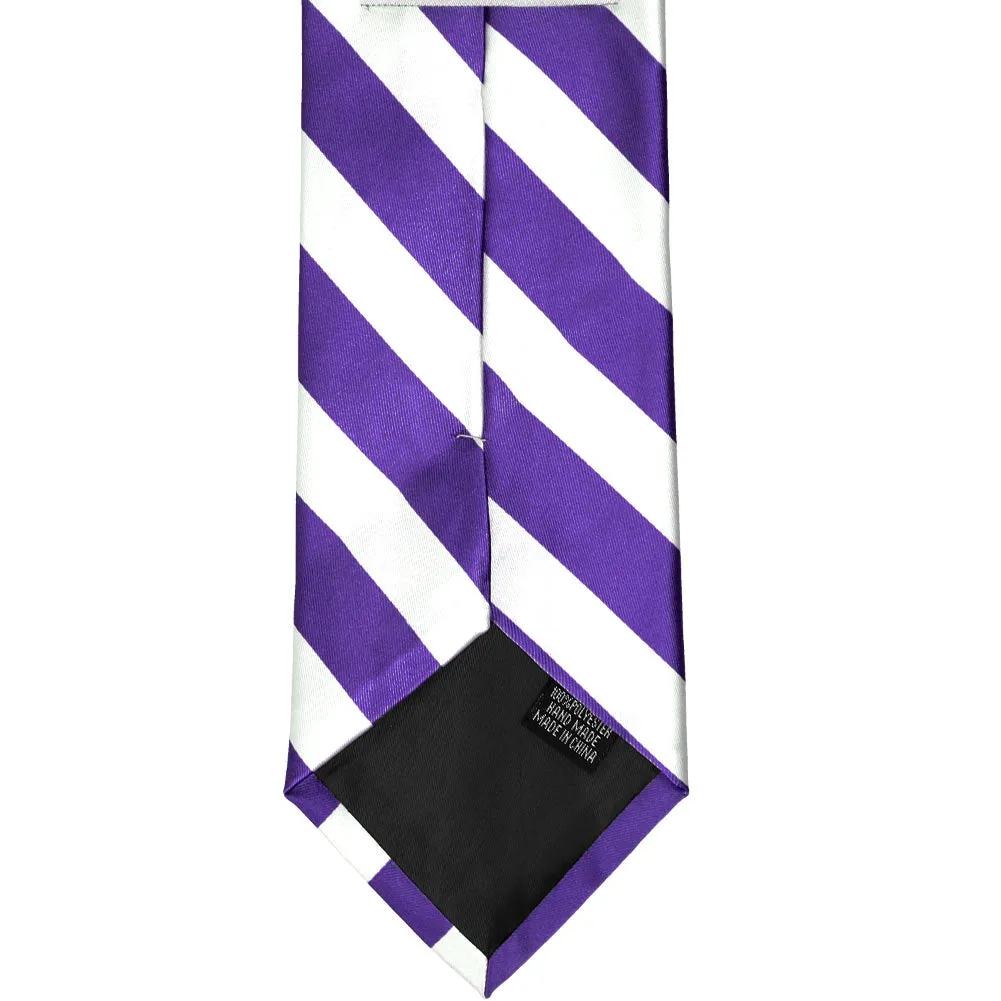 Purple and White Striped Tie sold by TieMart product image thumbnail 5