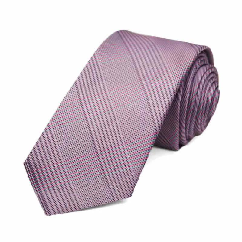 English Lavender Jamestown Glen Plaid Slim Necktie sold by TieMart