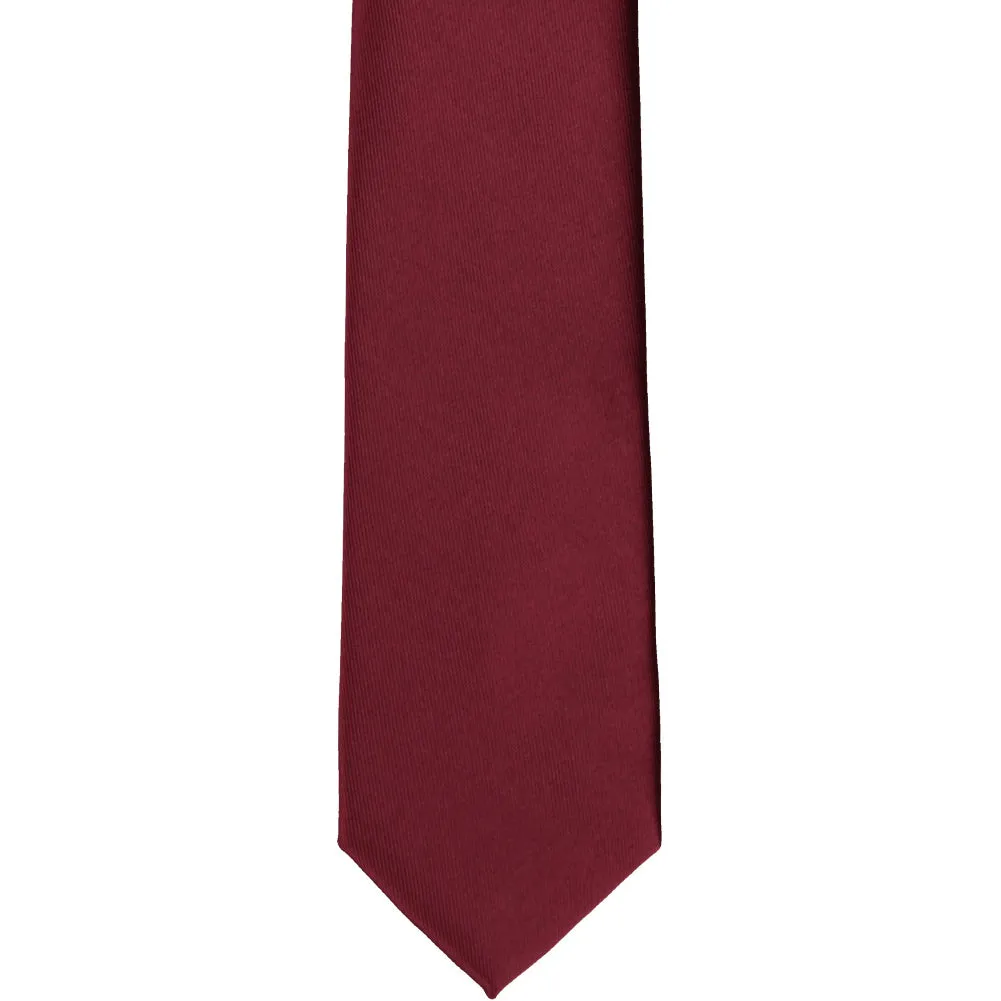Burgundy Slim Solid Color Necktie, 2.5" Width sold by TieMart product image thumbnail 2