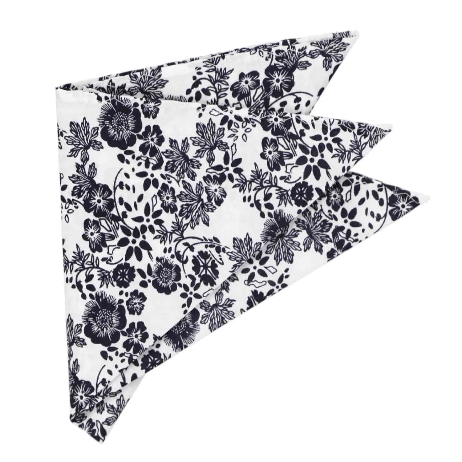 Navy Blue and White Monterey Floral Pocket Square sold by TieMart product image thumbnail 3