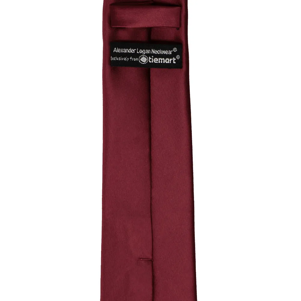 Burgundy Slim Solid Color Necktie, 2.5" Width sold by TieMart product image thumbnail 3