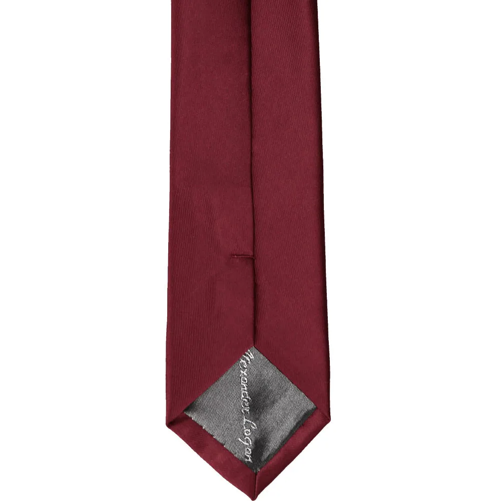 Burgundy Slim Solid Color Necktie, 2.5" Width sold by TieMart product image thumbnail 4
