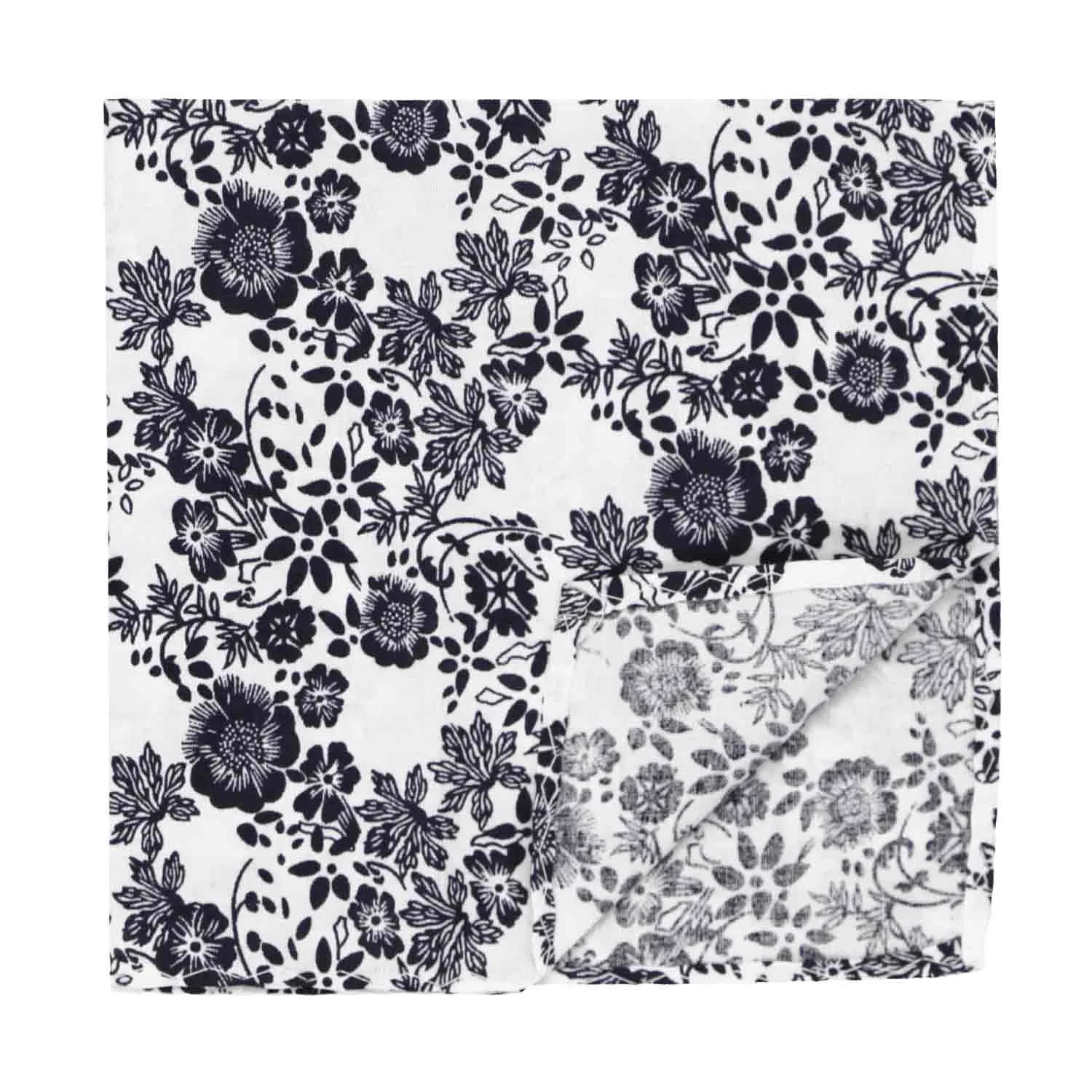 Navy Blue and White Monterey Floral Pocket Square sold by TieMart product image thumbnail 2