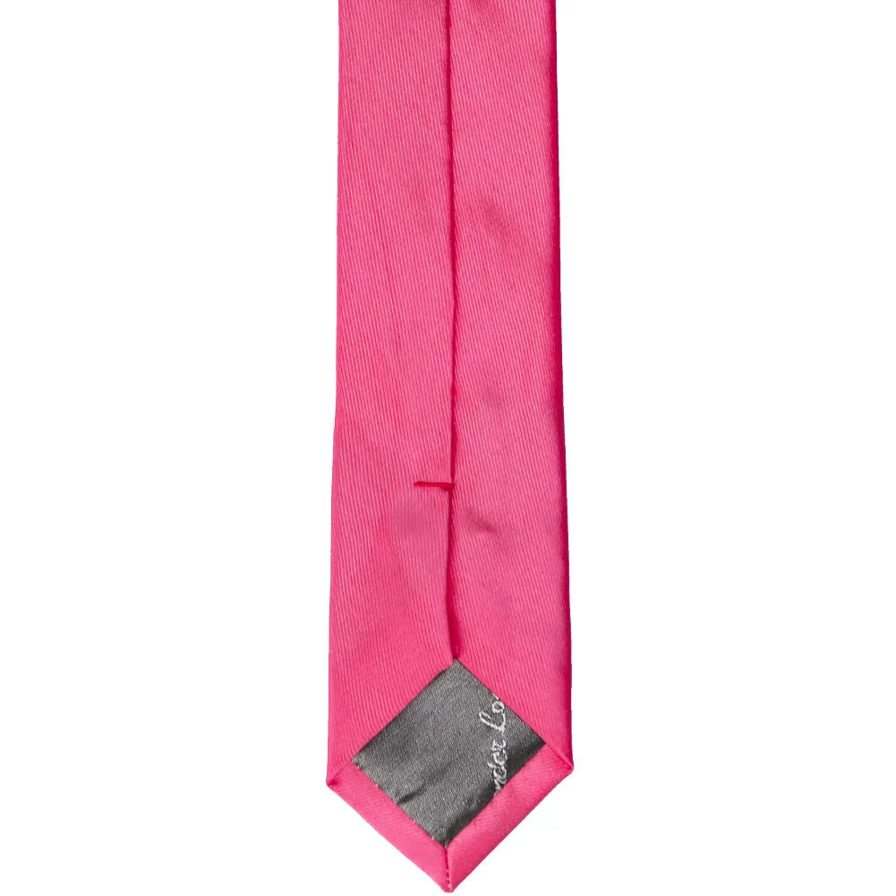 Hot Pink Skinny Solid Color Necktie, 2" Width sold by TieMart product image thumbnail 4