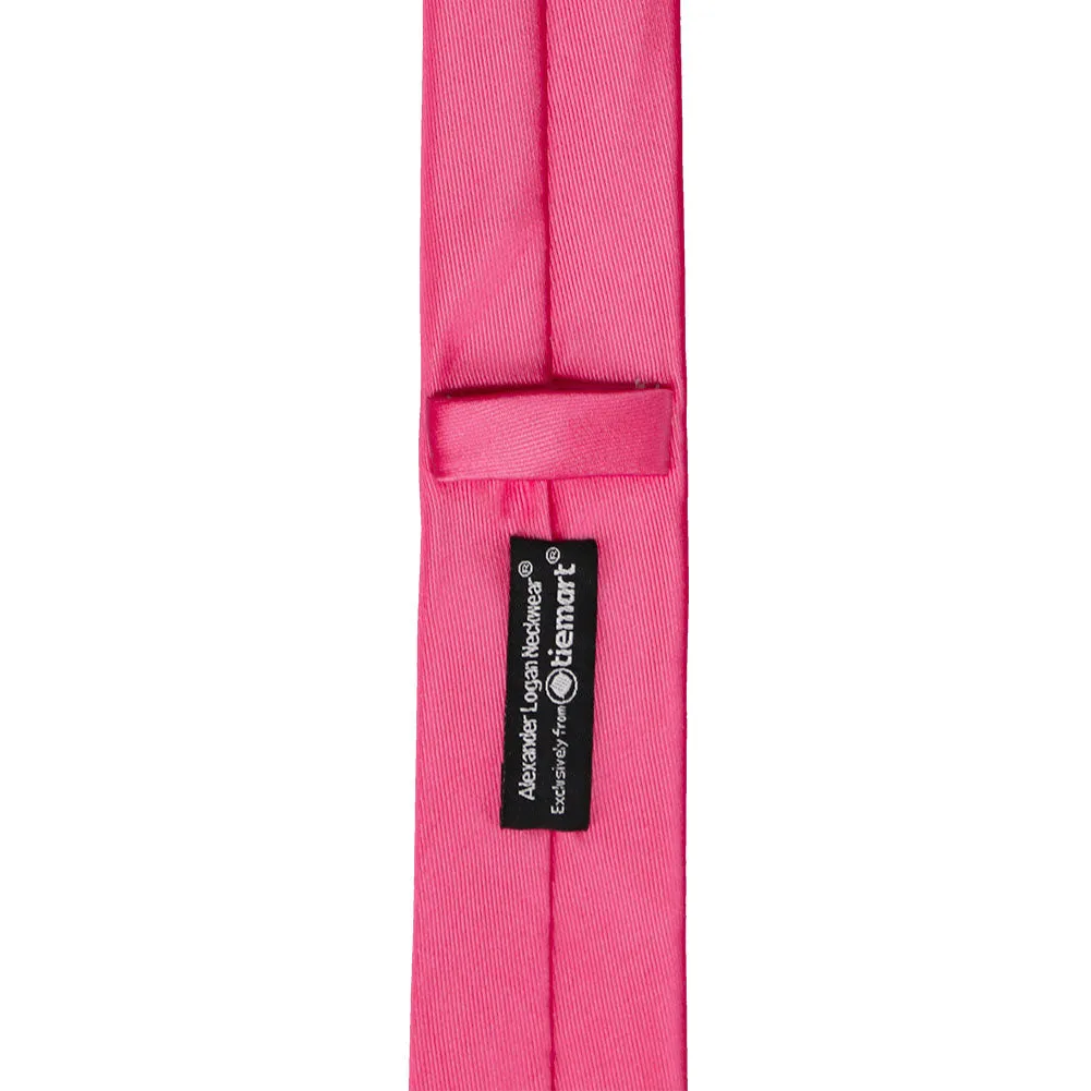 Hot Pink Skinny Solid Color Necktie, 2" Width sold by TieMart product image thumbnail 3