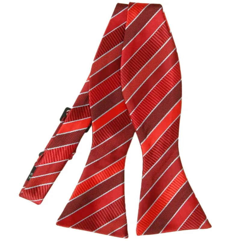 Red Douglas Striped Self-Tie Bow Tie sold by TieMart