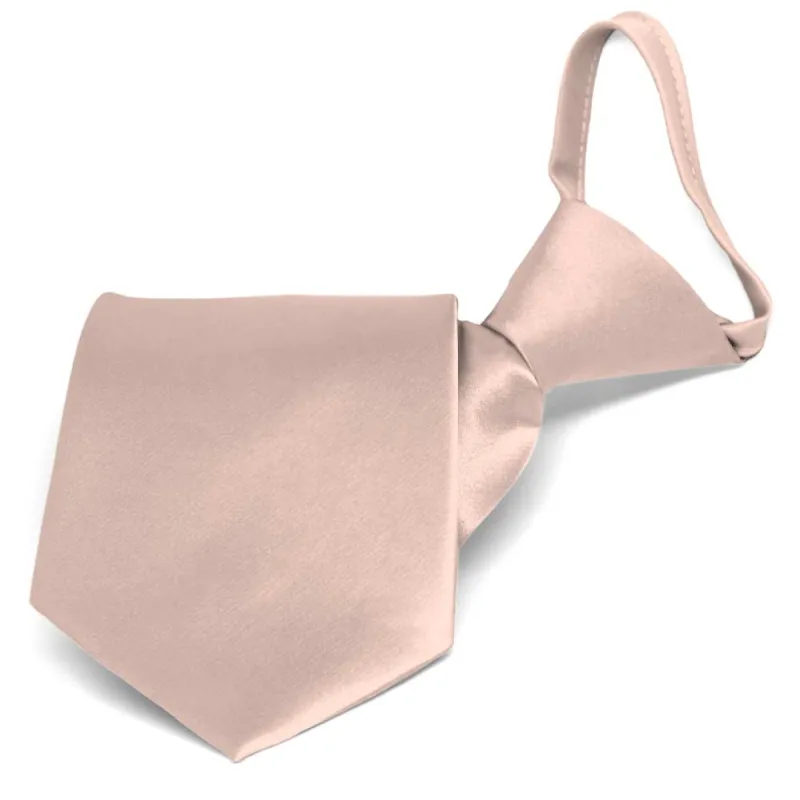 Blush Pink Solid Color Zipper Tie sold by TieMart