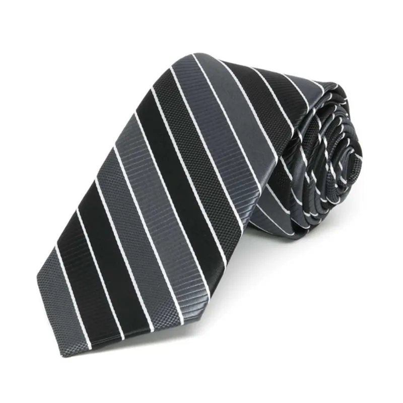 Black Douglas Striped Slim Necktie, 2.5" Width sold by TieMart