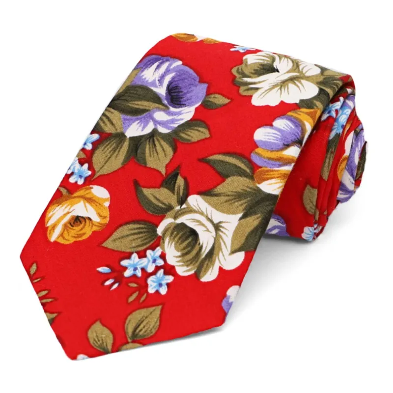Red Cooper Floral Tie sold by TieMart