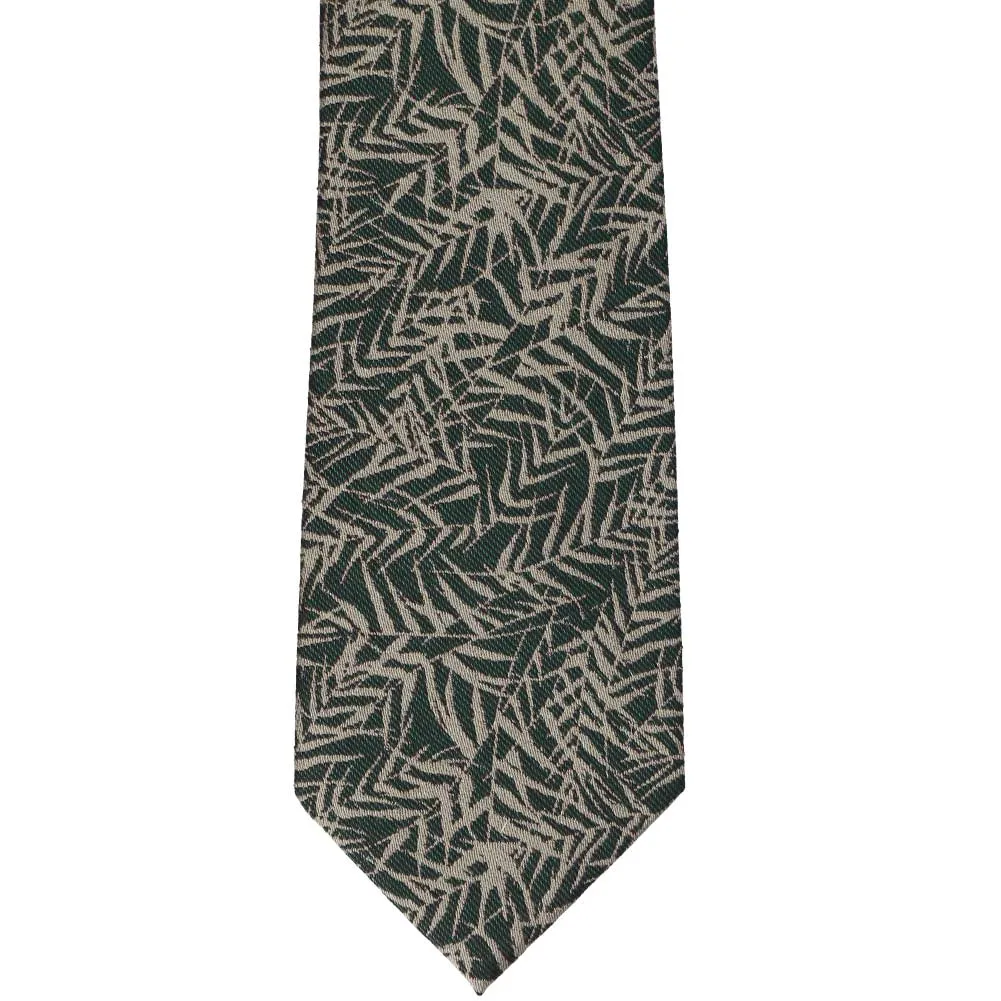 Green and Tan Sapper Leaf Wool/Silk Necktie sold by TieMart product image thumbnail 2