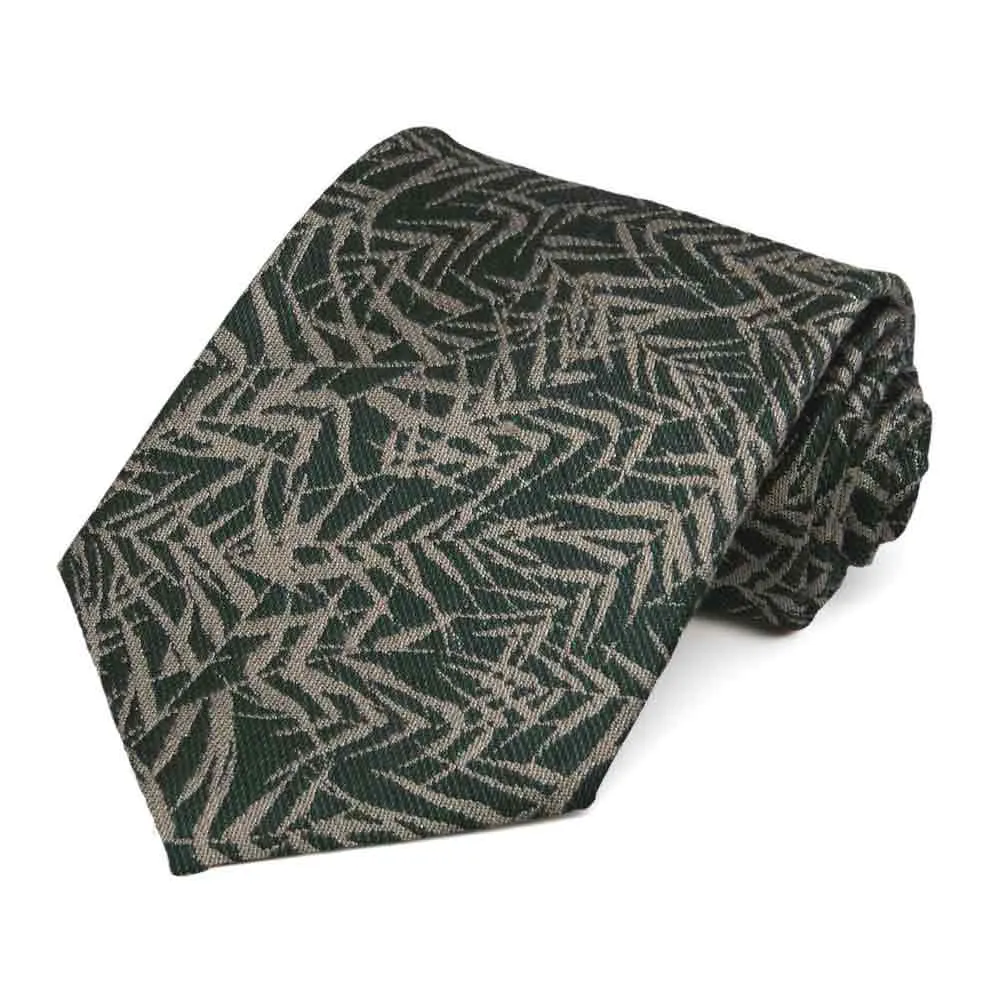 Green and Tan Sapper Leaf Wool/Silk Necktie sold by TieMart