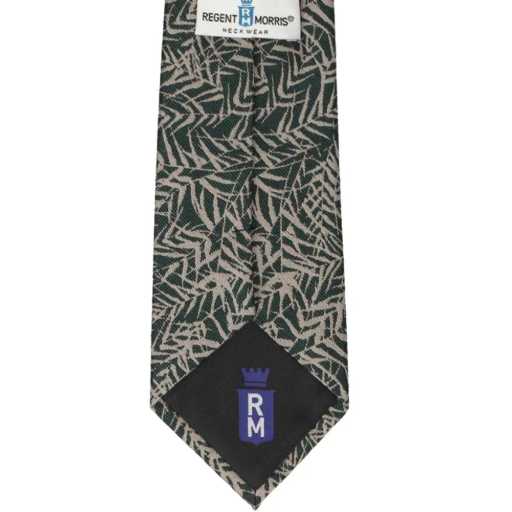 Green and Tan Sapper Leaf Wool/Silk Necktie sold by TieMart product image thumbnail 3