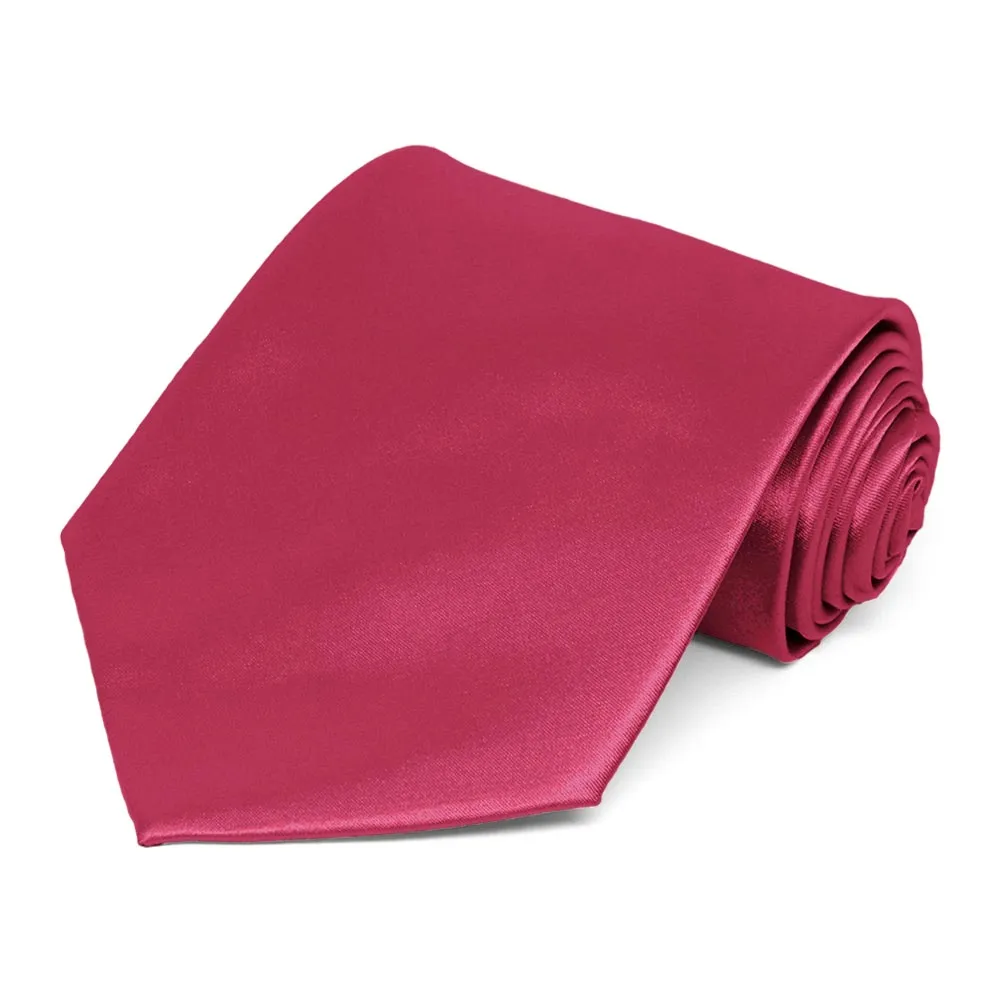 Ruby Red Extra Long Solid Color Necktie sold by TieMart