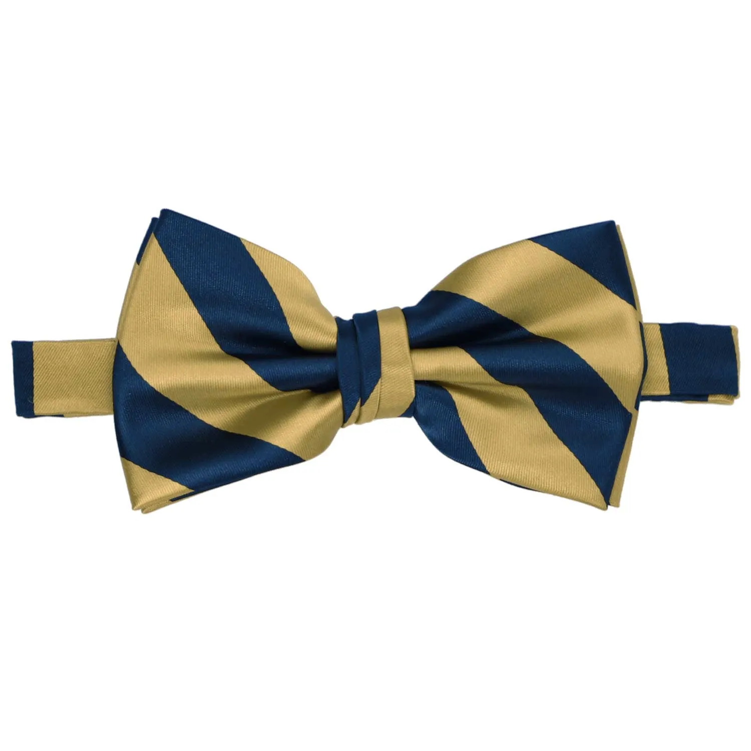 Light Gold and Twilight Blue Striped Bow Tie sold by TieMart product image thumbnail 2
