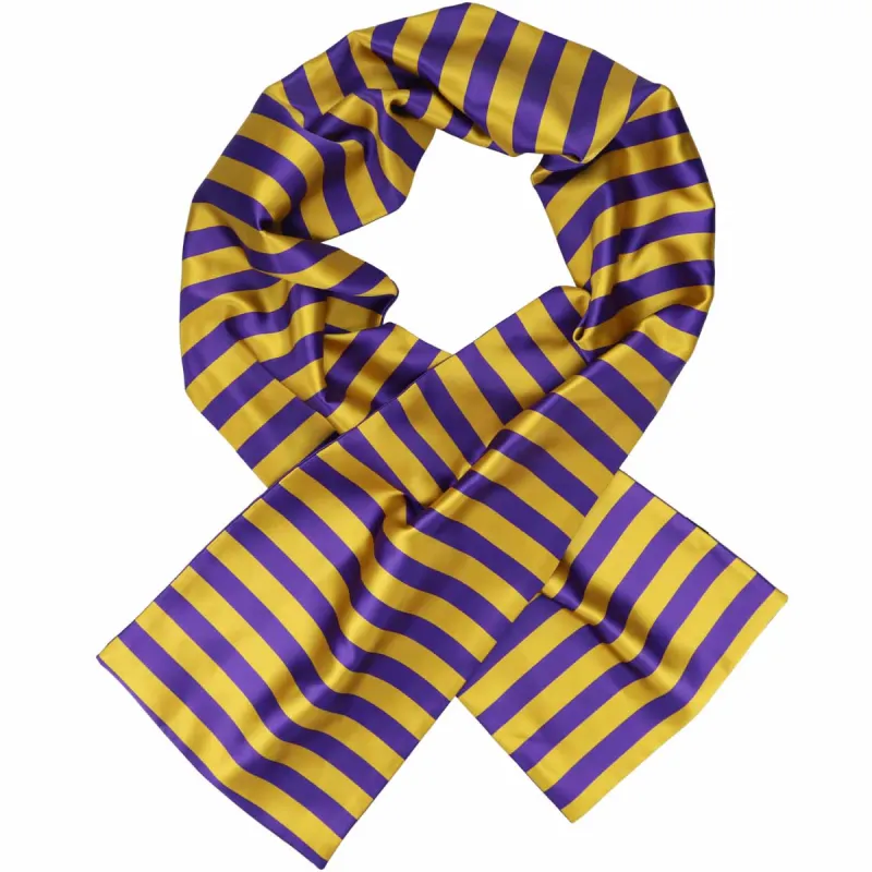 Dark Purple and Gold Striped Scarf sold by TieMart