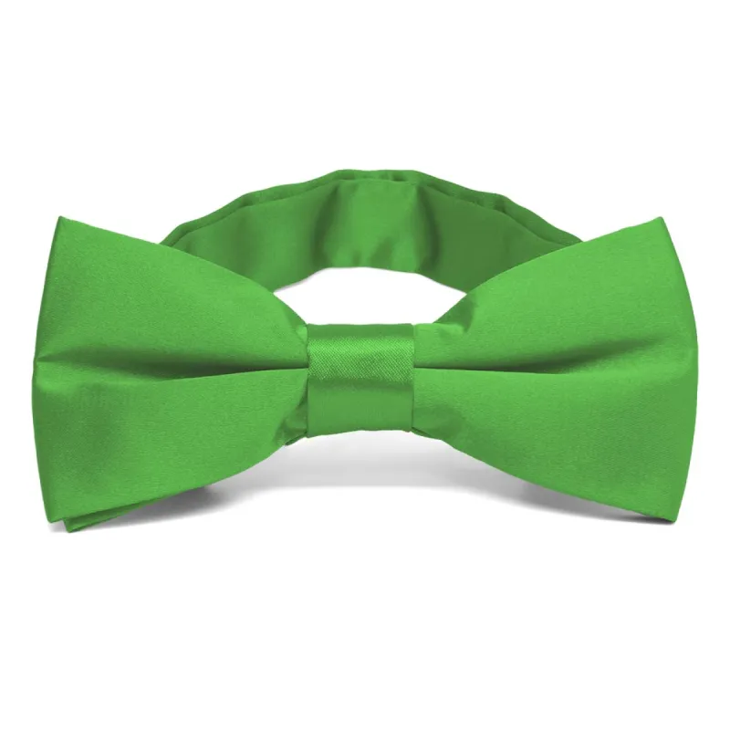 Grass Green Band Collar Bow Tie sold by TieMart