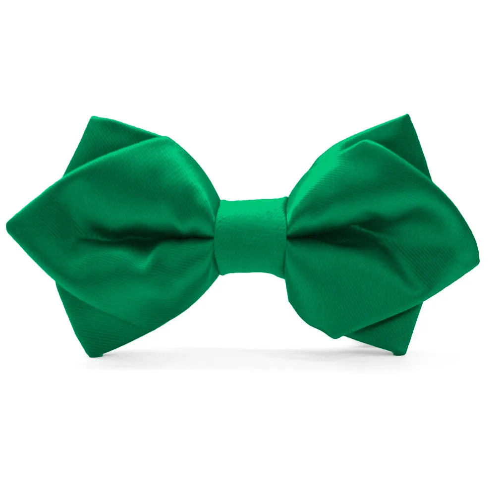Kelly Green Diamond Tip Bow Tie sold by TieMart