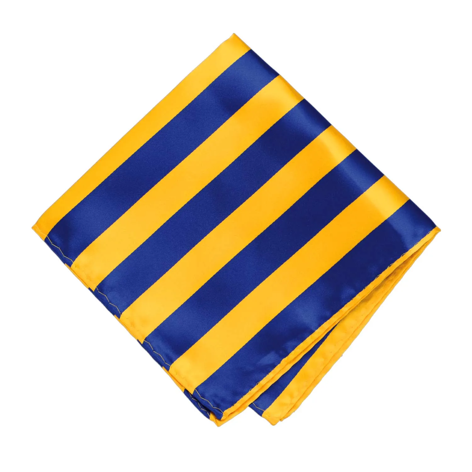 Royal Blue and Golden Yellow Striped Pocket Square sold by TieMart