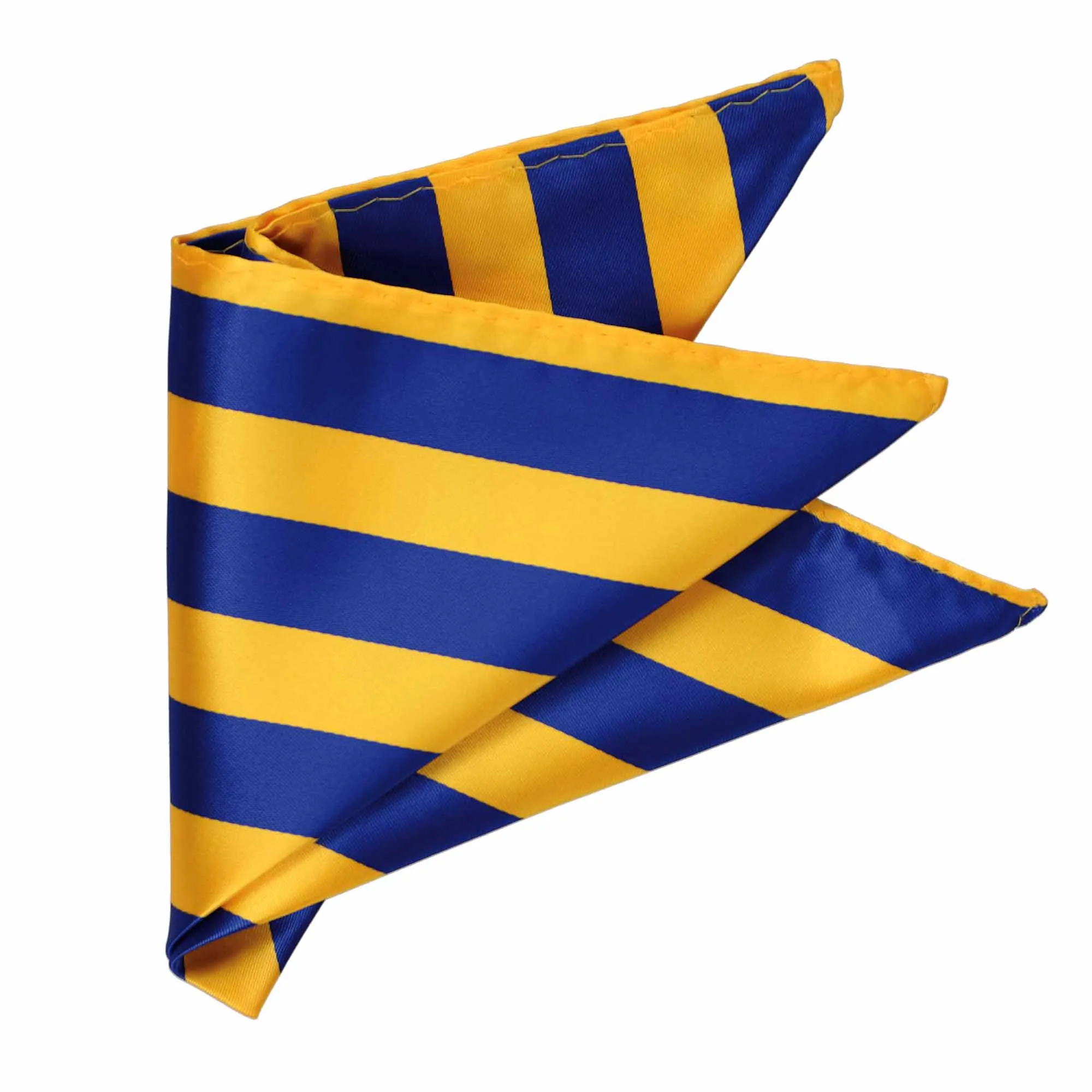 Royal Blue and Golden Yellow Striped Pocket Square sold by TieMart product image thumbnail 3