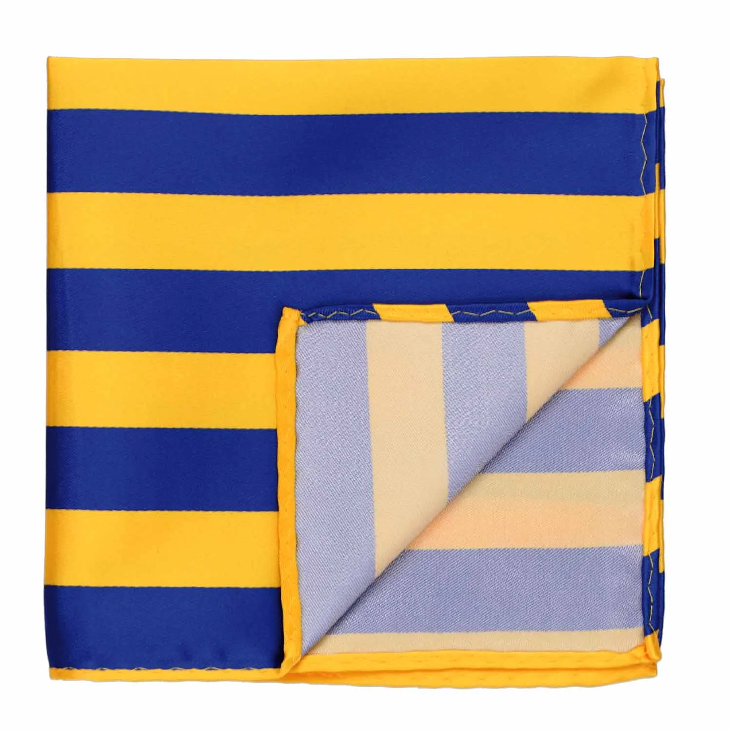 Royal Blue and Golden Yellow Striped Pocket Square sold by TieMart product image thumbnail 2