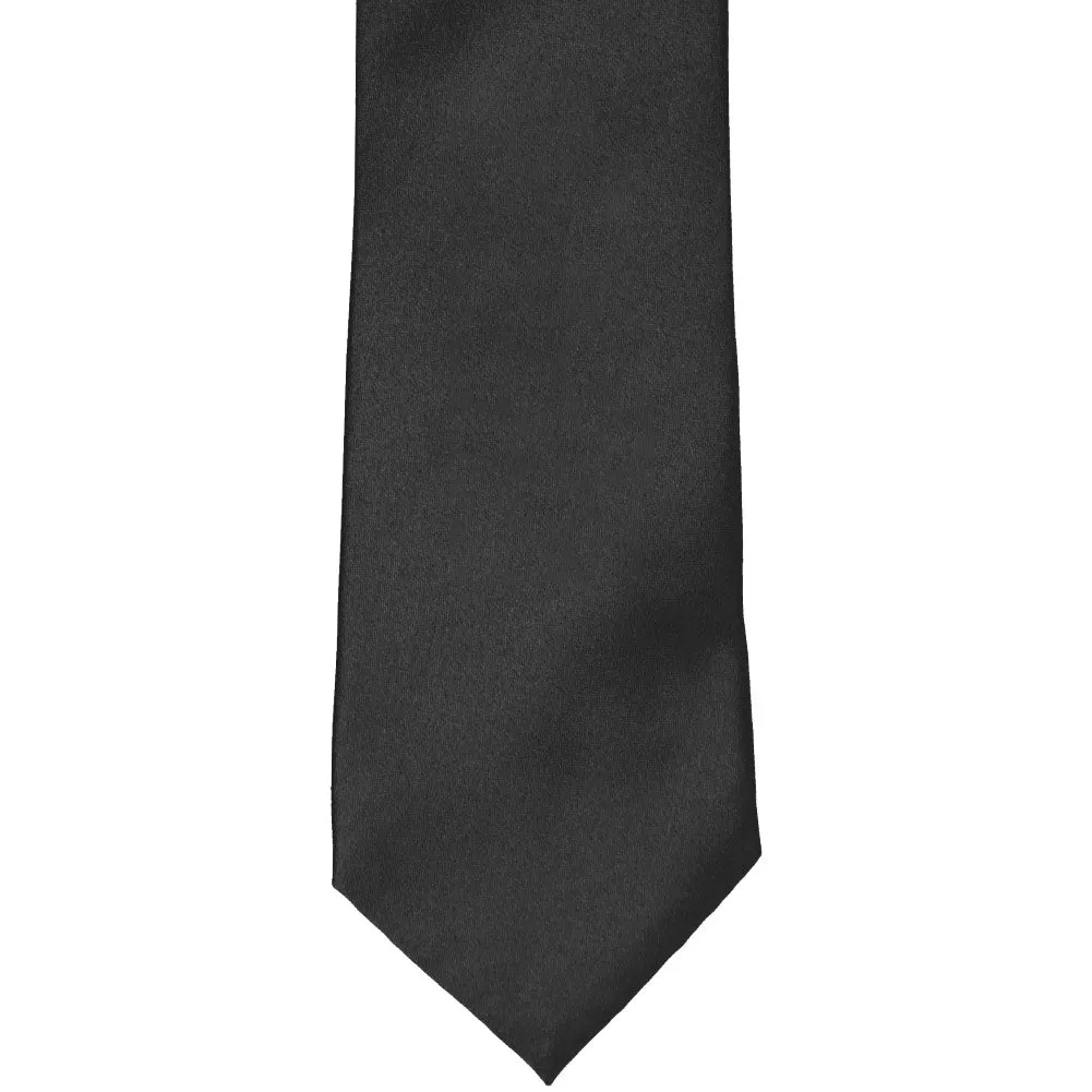Black Solid Color Zipper Tie sold by TieMart product image thumbnail 3