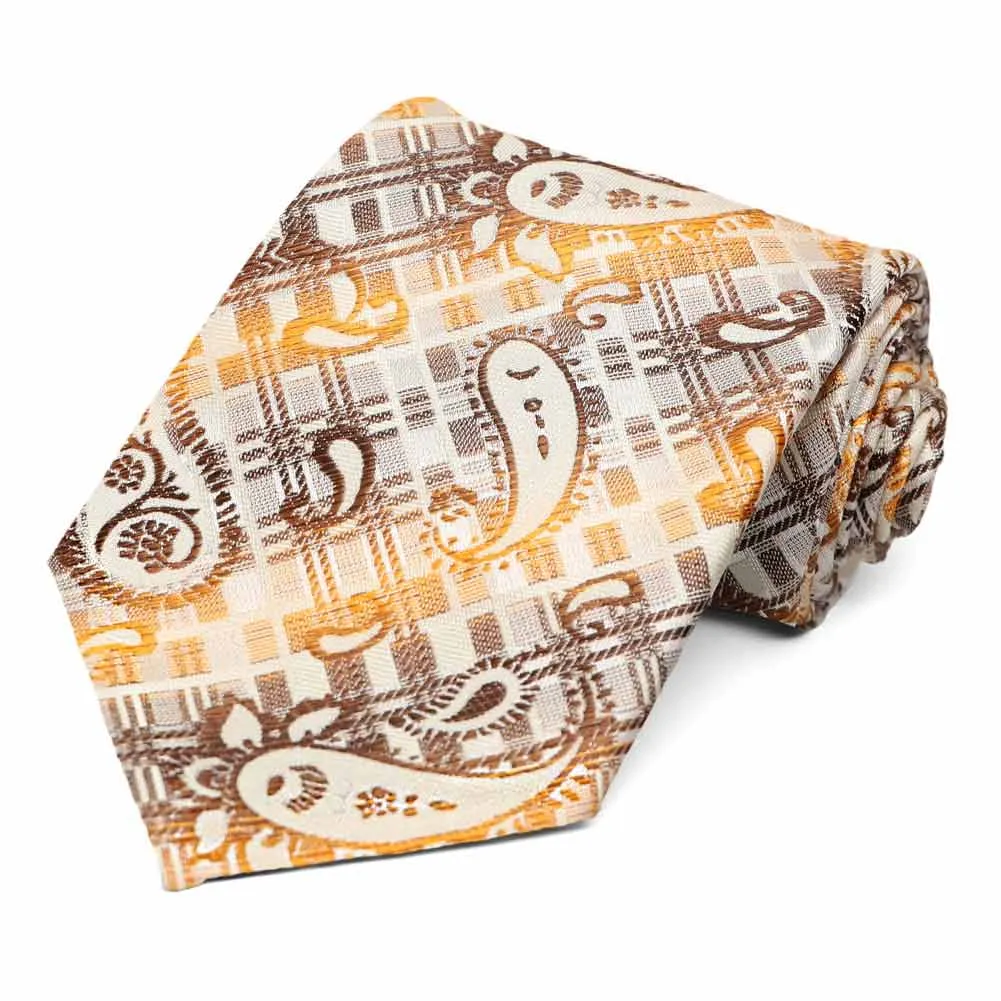 Chestnut Brown Huron Paisley Necktie sold by TieMart