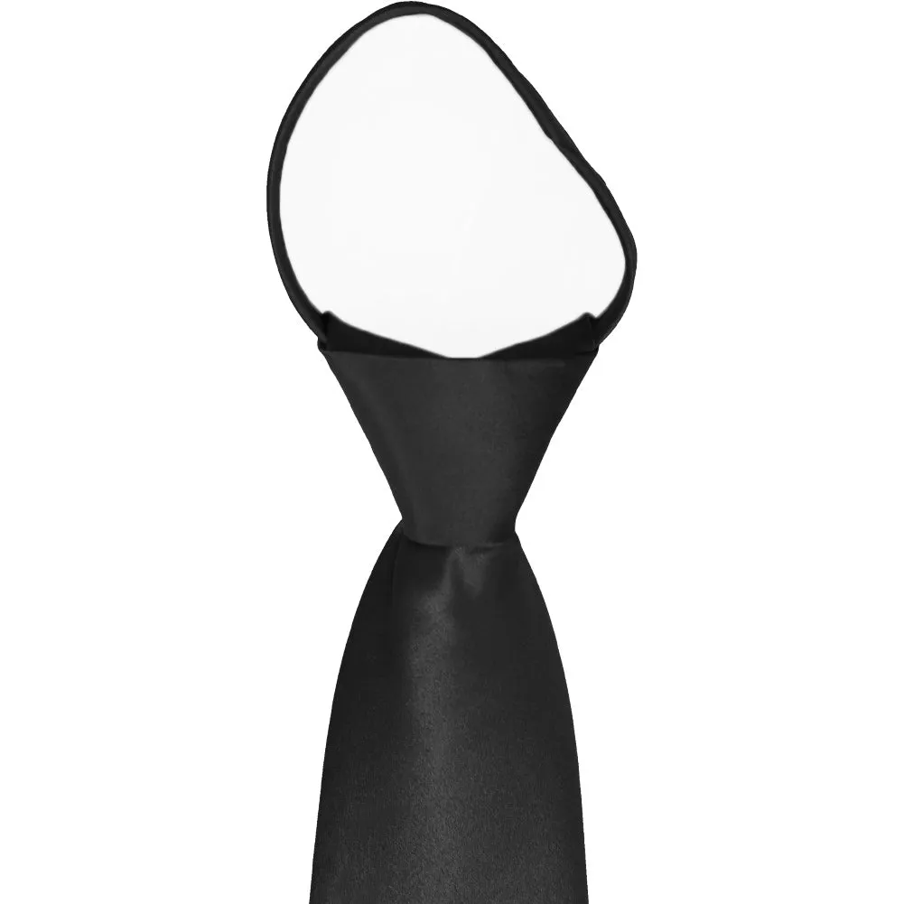 Black Solid Color Zipper Tie sold by TieMart product image thumbnail 2