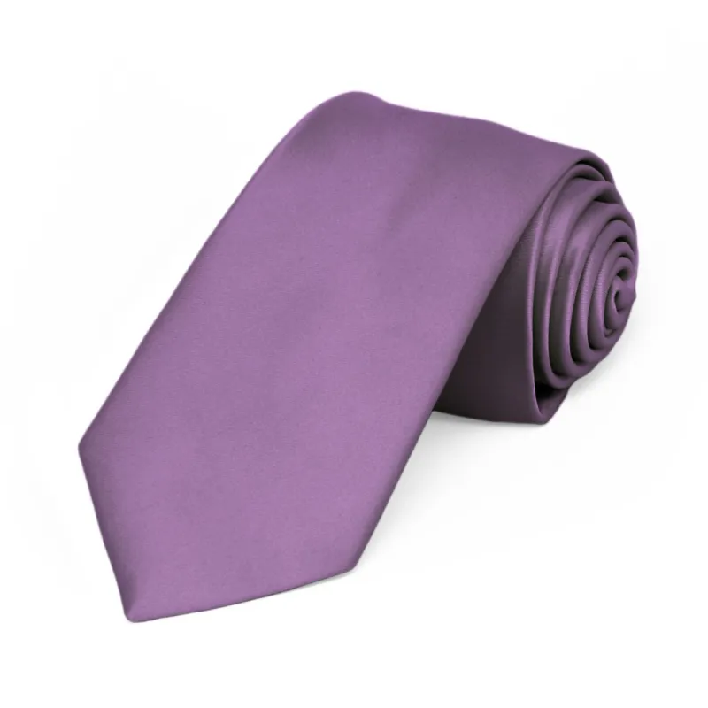 Wisteria Purple Premium Slim Necktie, 2.5" Width sold by TieMart