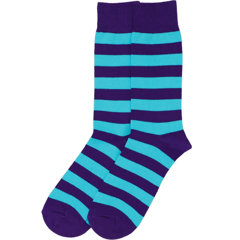 Men's Dark Purple and Turquoise Striped Socks sold by TieMart product image thumbnail 3