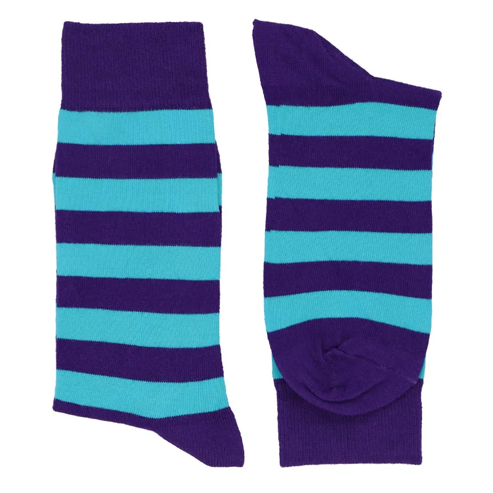 Men's Dark Purple and Turquoise Striped Socks sold by TieMart product image thumbnail 2