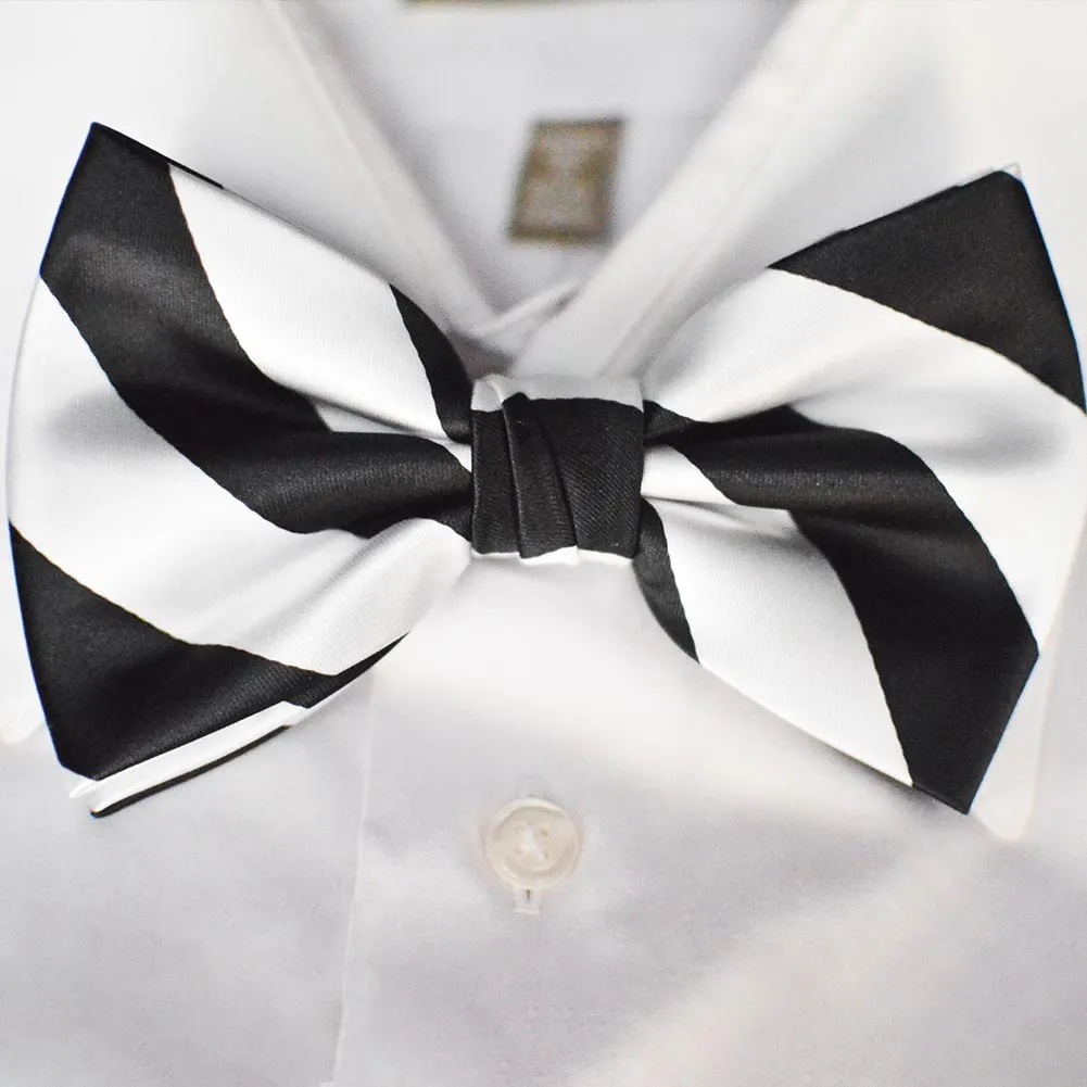 Black and White Striped Bow Tie sold by TieMart product image thumbnail 4