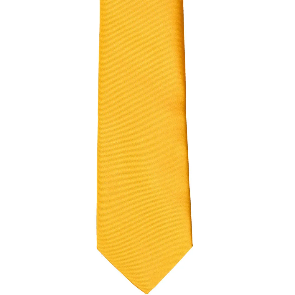 Golden Yellow Slim Solid Color Necktie, 2.5" Width sold by TieMart product image thumbnail 2