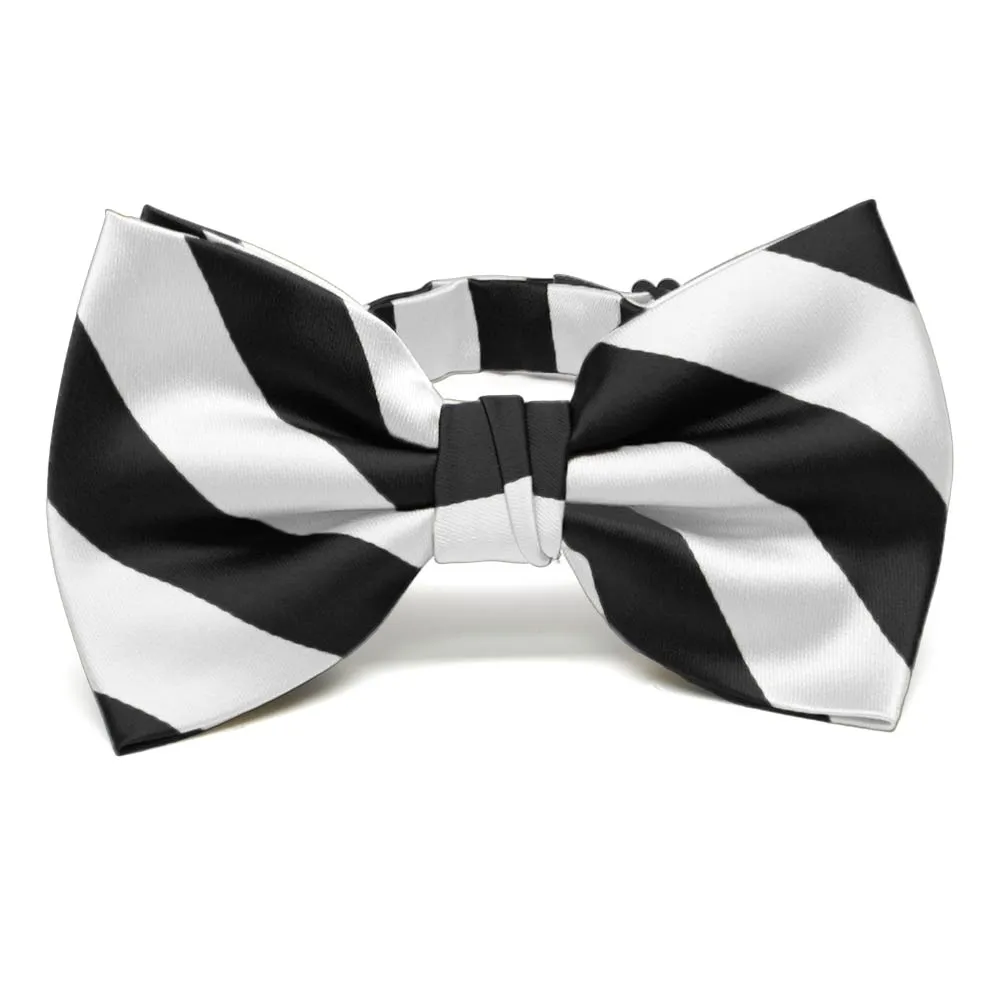 Black and White Striped Bow Tie sold by TieMart