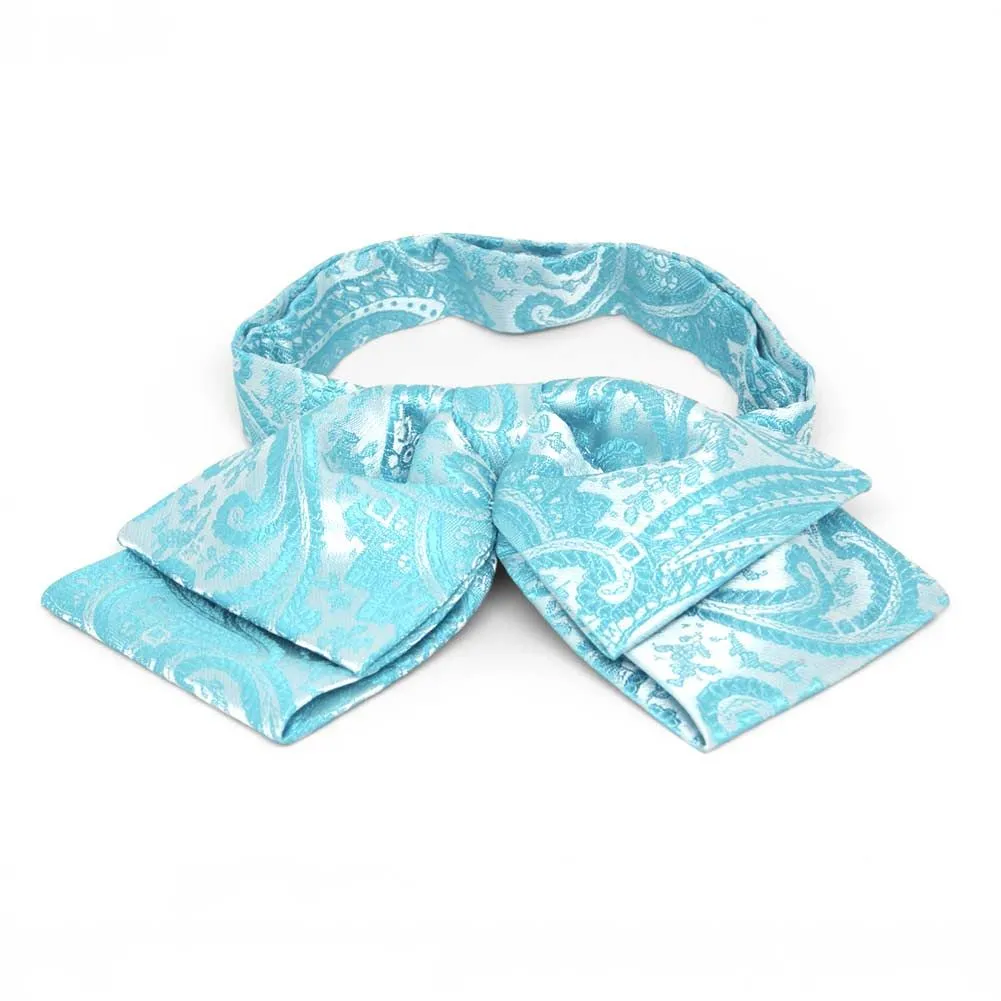 Turquoise Clara Paisley Floppy Bow Tie sold by TieMart