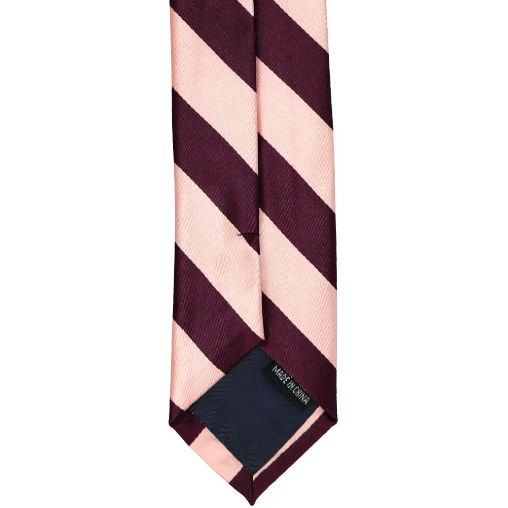 Petal and Wine Striped Slim Tie, 2.5" Width sold by TieMart product image thumbnail 4