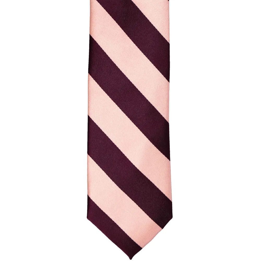 Petal and Wine Striped Slim Tie, 2.5" Width sold by TieMart product image thumbnail 2