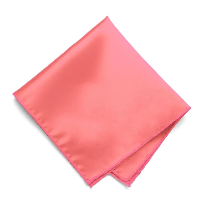 Coral Basic Pocket Square sold by TieMart