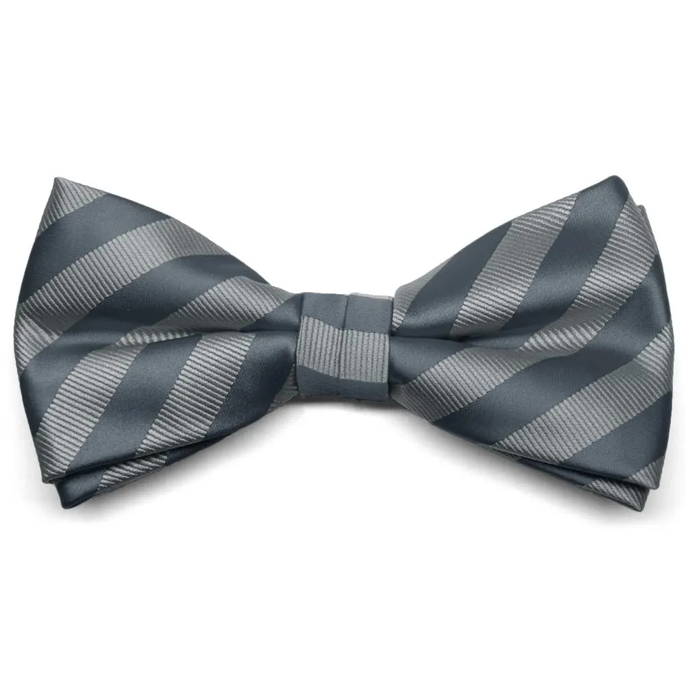 Gray Formal Striped Bow Tie sold by TieMart