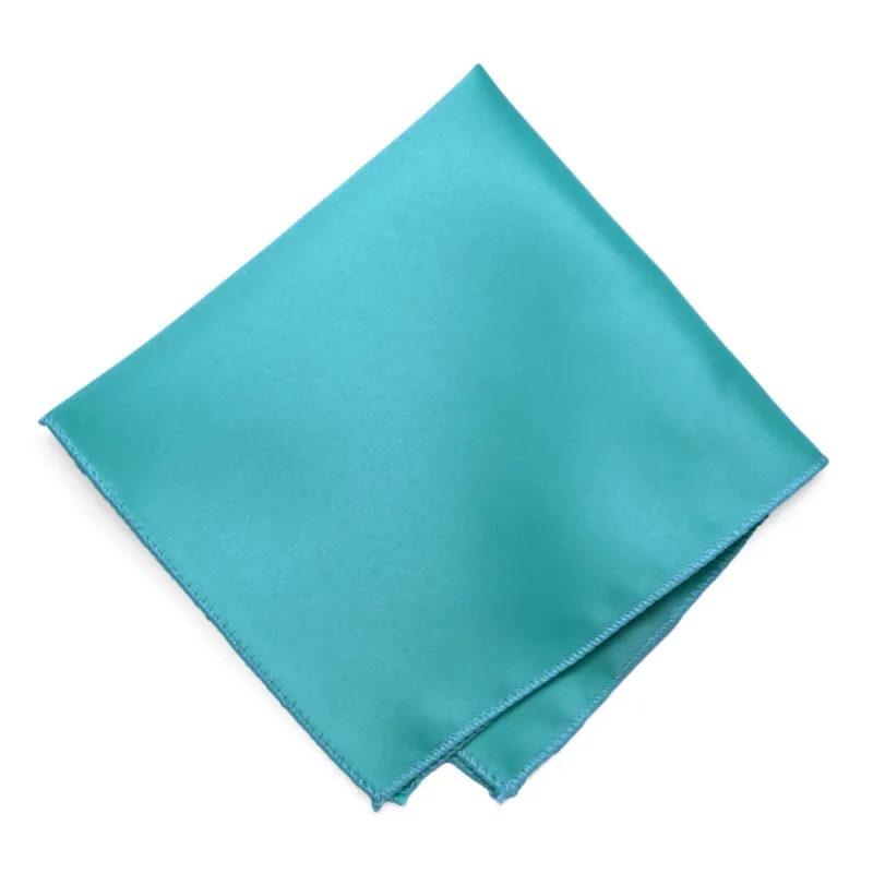 Turquoise Solid Color Pocket Square sold by TieMart