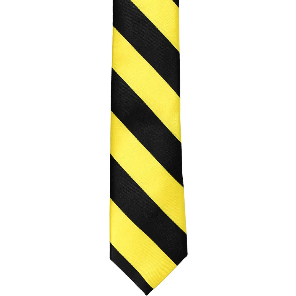 Yellow and Black Striped Skinny Tie, 2" Width sold by TieMart product image thumbnail 2