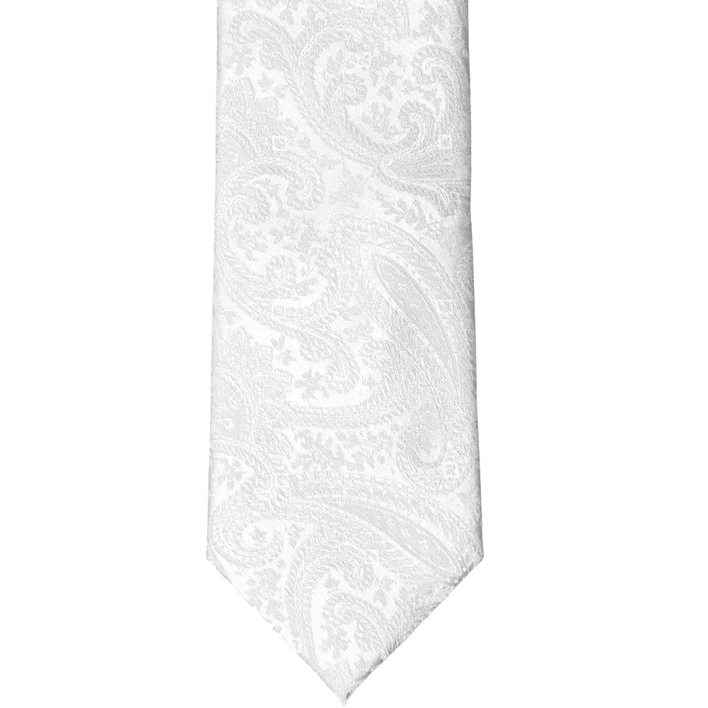 White Clara Paisley Zipper Tie sold by TieMart product image thumbnail 2