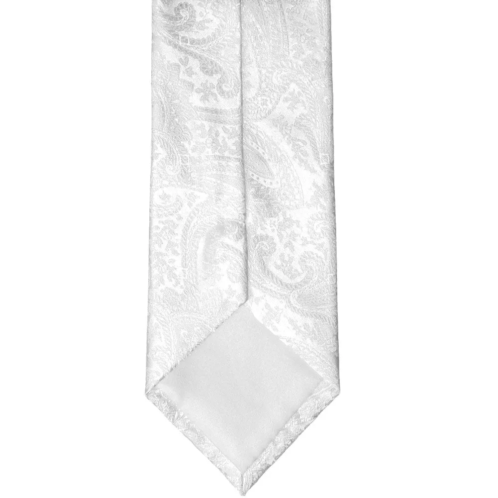 White Clara Paisley Zipper Tie sold by TieMart product image thumbnail 3