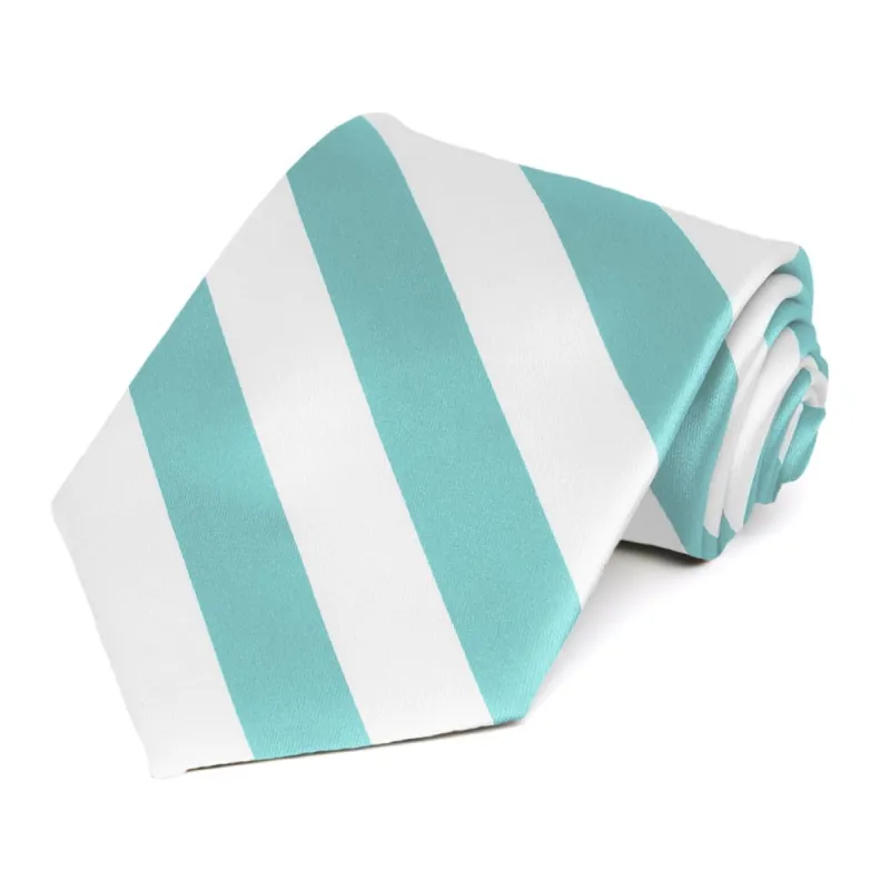 Pool Blue and White Striped Tie sold by TieMart