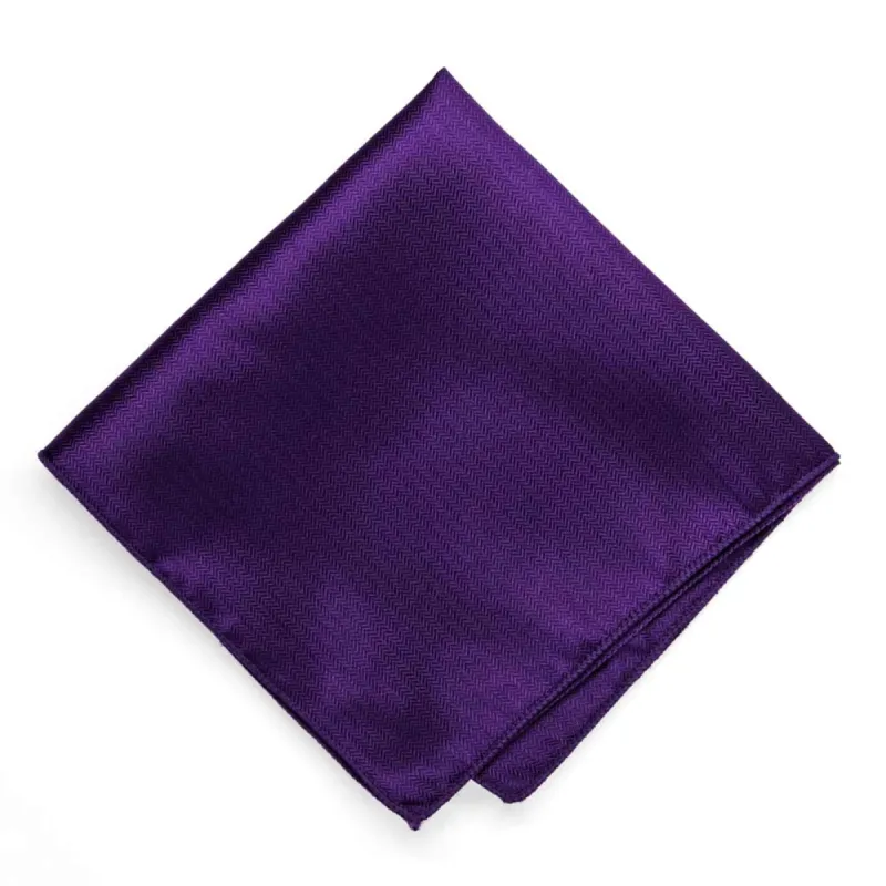 Amethyst Purple Herringbone Silk Pocket Square sold by TieMart