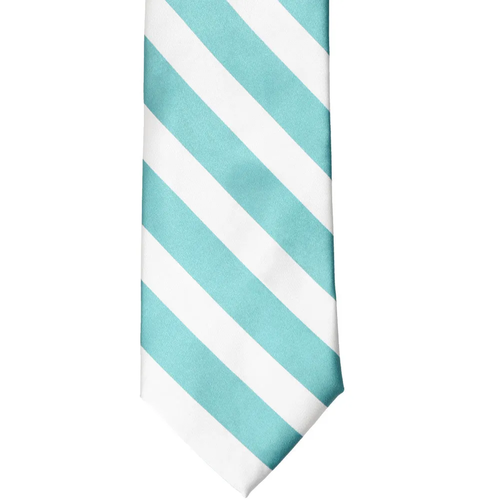 Pool Blue and White Striped Tie sold by TieMart product image thumbnail 3