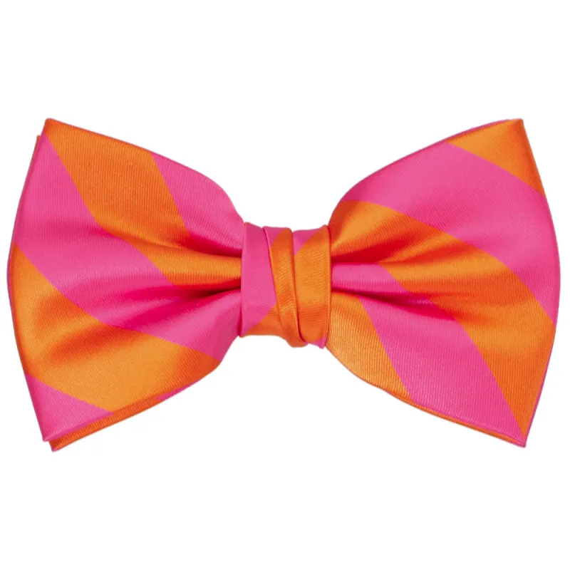 Hot Pink and Orange Striped Bow Tie sold by TieMart