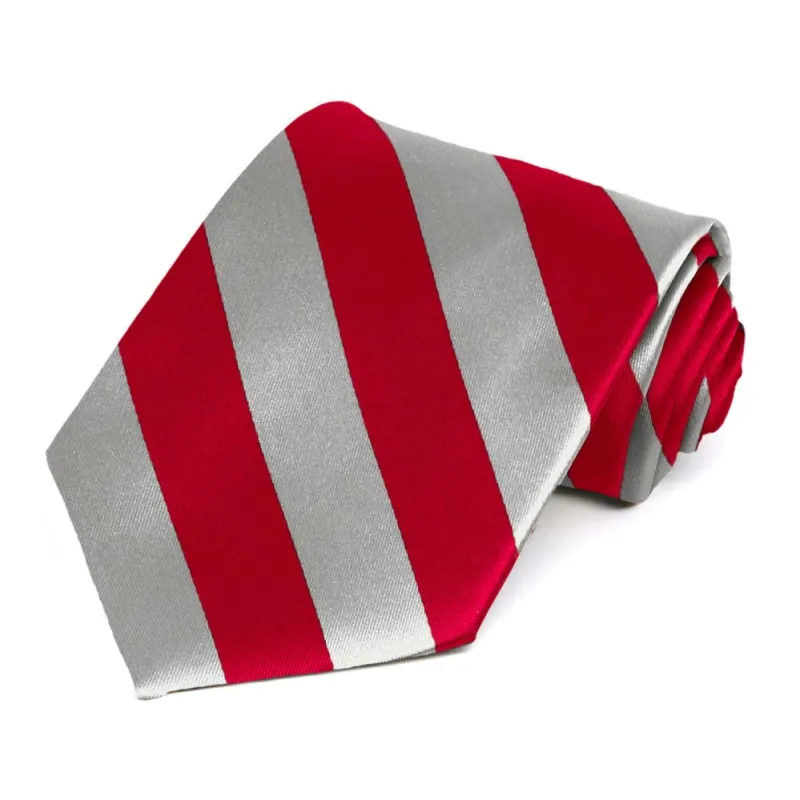 Red and Silver Striped Tie sold by TieMart